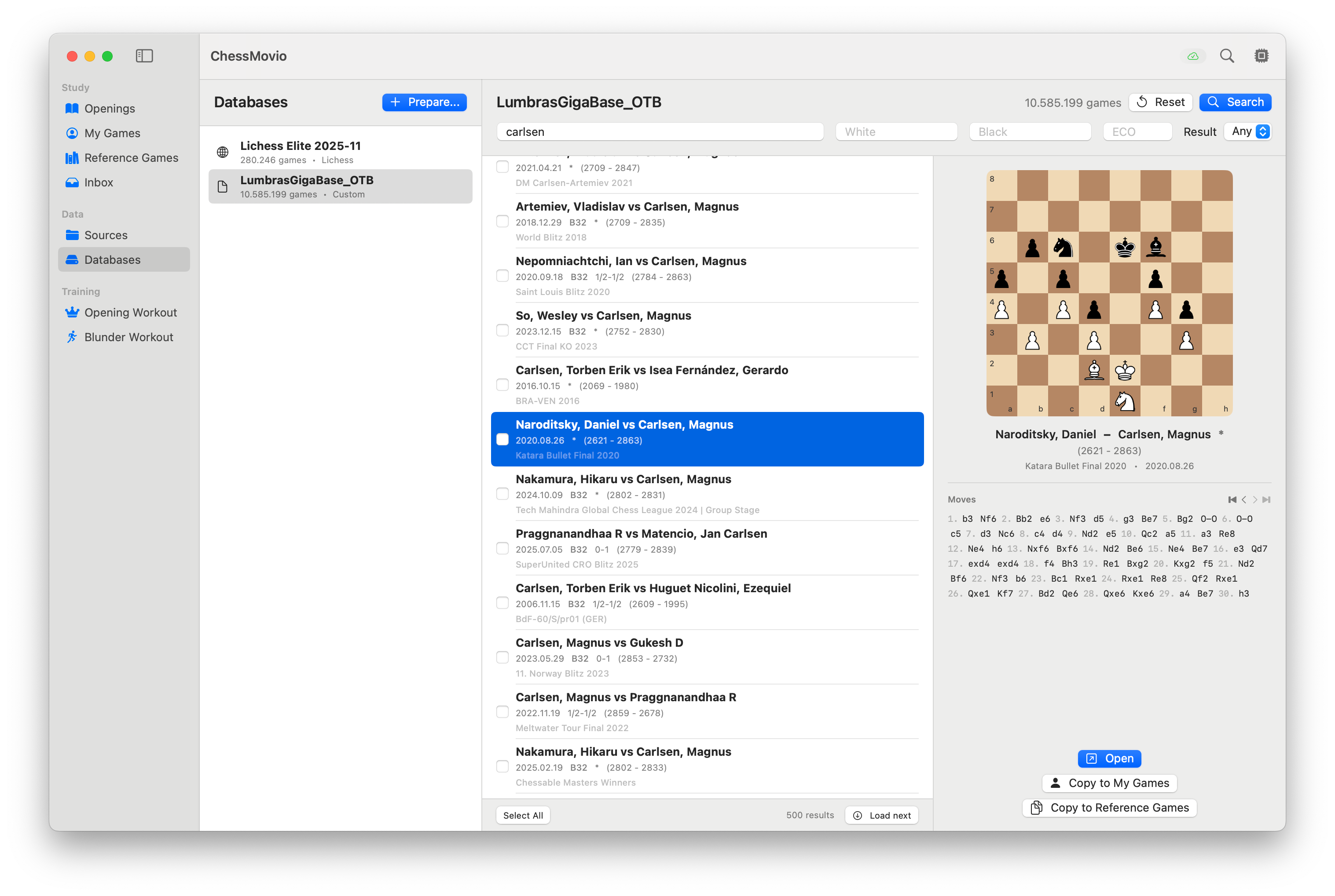 Searching within an external database